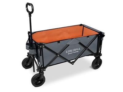 LEBLEBALL Folding Beach Wagon Portable Heavy Duty Large Capacity With 2 Cup Holders and Big Brake Wheels