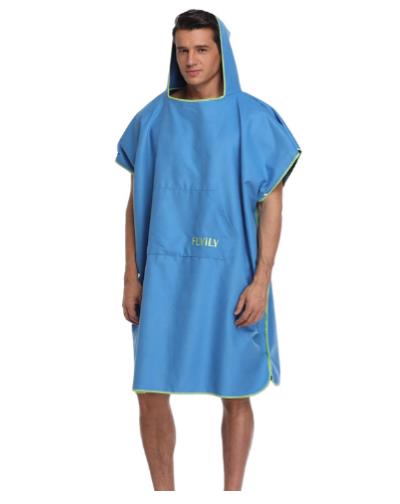 FLYILY Beach Changing Towel Quick-Dry Surf Poncho Robe with Pocket Hooded